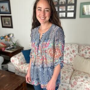 Daniel Rainn Multi-Colored Tunic Top, Size S